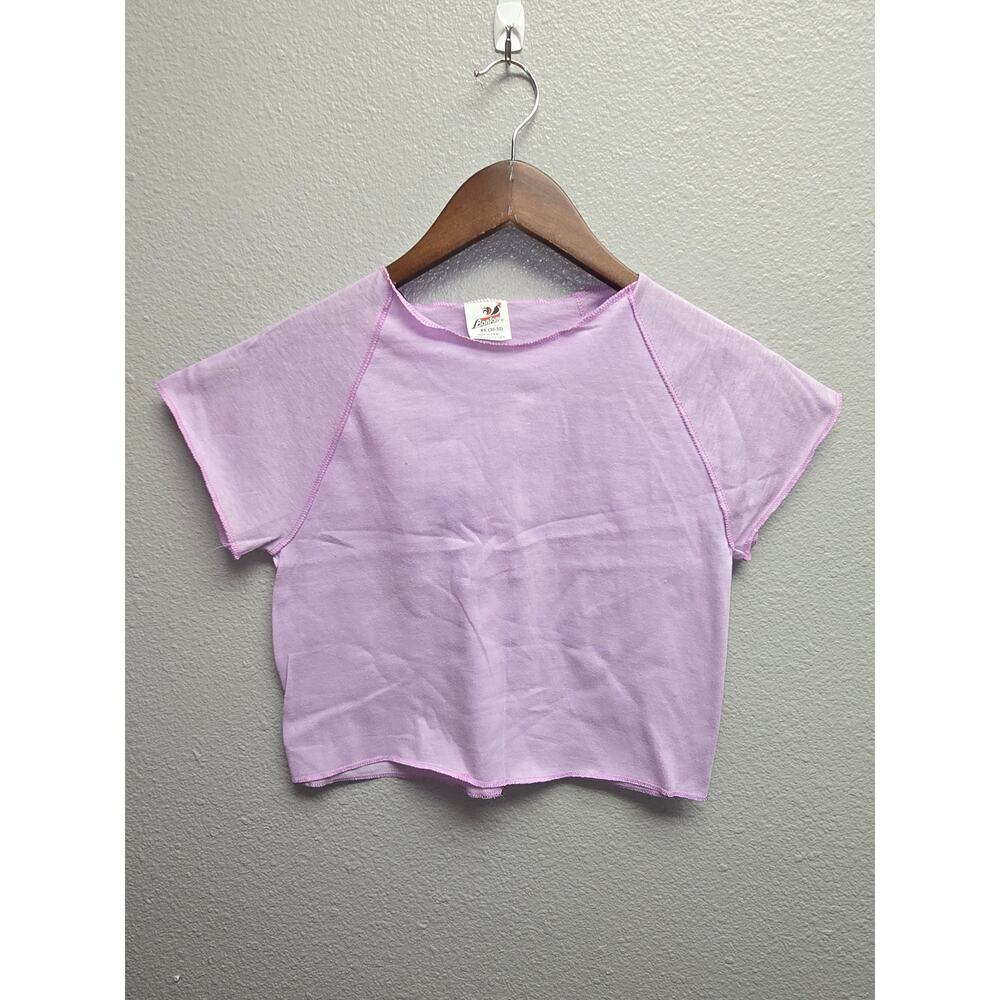 Vintage Purple Raglan Bantam Crop Top Womens XS Cap Sleeve 80s Baby Tee